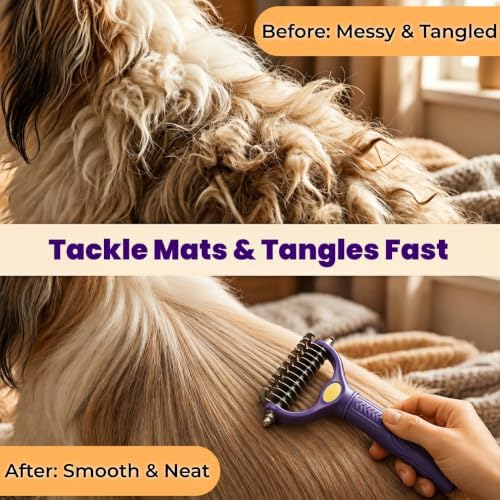Deshedding Dog Brush, Dog Grooming Kit for Dogs & Cats