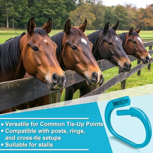 Shinylin 4 Pcs Protective Horse Blocker Tie Multi-Purpose Horse Clip Portable Versatile and Reusable Tie with Quick Release Under Heavy Pressure Design for When Secure is a Concern (Blue)
