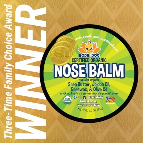 Bodhi Dog Organic Nose Balm - Moisturizes, Soothes & Protects Dry and Cracking Noses - USDA Certified Organic for Dogs & Cats - Suitable for All Breeds, Including Bulldogs, Retrievers & Terriers (2oz)