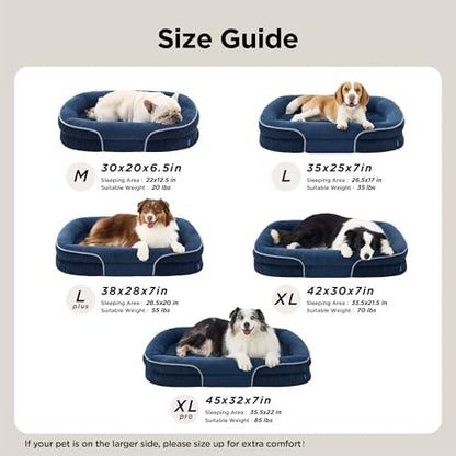 Bedsure 360°Oval Bolster Orthopedic Dog Bed Medium Size Dog,30" Blue