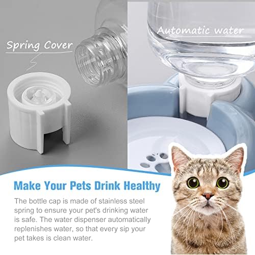 Dog Bowls, Cat Food and Water Bowl Set with Water Dispenser and Stainless Steel Bowl for Cats and Small Dogs - Light Blue