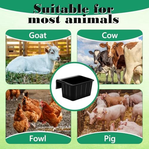 2 Pcs 17 Quart Rubber Horse Feed Bucket Hook Over Hanging Fence Feeder