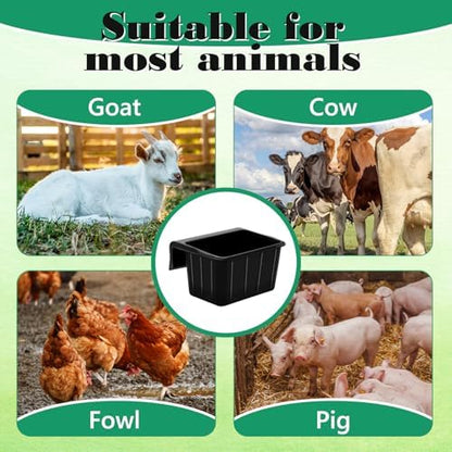 2 Pcs 17 Quart Rubber Horse Feed Bucket Hook Over Hanging Fence Feeder