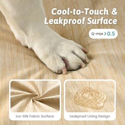 COZY KISS Cooling Orthopedic Dog Bed, Q-Max>0.5, Waterproof Lining, 36x27in