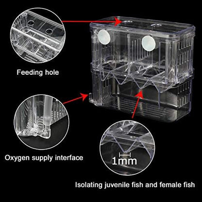 Senzeal Aquarium Fish Breeder Box Plastic Fish Isolation Breeding Box Hatching Incubator for Baby Shrimp Clownfish Guppy