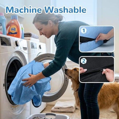YAEM Cooling Dog Bed for Humans, 71"x45"x12" Breathable Human Dog Bed for Adults, Waterproof Giant Pet Beds with Washable Cover & Non-Skid Bottom, Ocean Blue