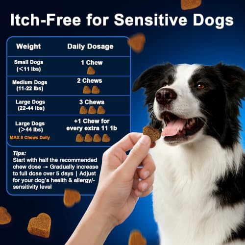 Dog Allergy Chews,is Omega 3 Human,Anti Itch Relief for Dogs Itching Skin Relief and Aller Immune Pet Multivitamin Allergy Chews Coat Licking Supplement Pills Meds Treats 250 Bites for Dogs