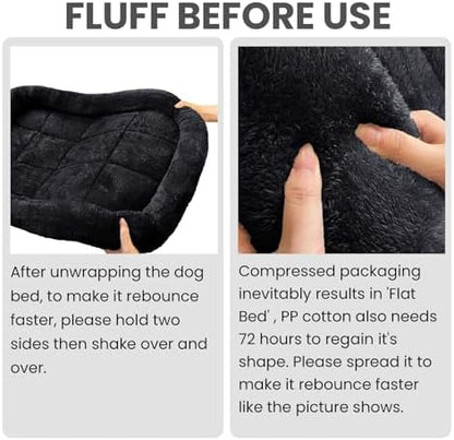 Patas Lague Small Dog Bed Bolster Pet Crate Mat 24''x18'' Black
