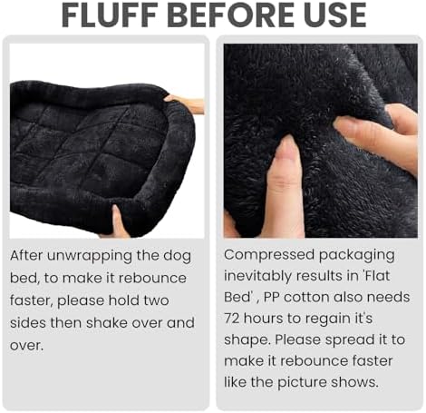 Patas Lague Small Dog Bed Bolster Pet Crate Mat 16''x12'' Black