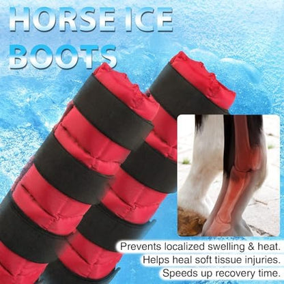 Harrison Howard Ice Boot for Horse Cool Gel Pack Leg Wrap for Treating Full Leg, Knee, Hock Injuries Reusable Ice Cooling Therapy