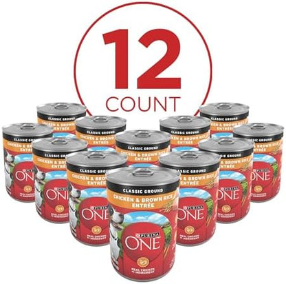 Purina ONE Chicken & Brown Rice Wet Dog Food Classic Ground (12) 13 oz Cans