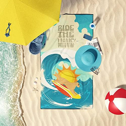 Caroline's Treasures MLM1226TWL3060 Surfer Dog Gold Golden Retriever Premium Beach Towel Oversized Towel Beach Blanket, Pool, Beach Essentials, Yoga, Premium Bath Towel, Quick Dry Plush