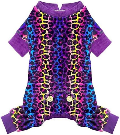 KYEESE Velvet Dog Pajamas for Small Medium Dogs Soft Onesie, Leopard