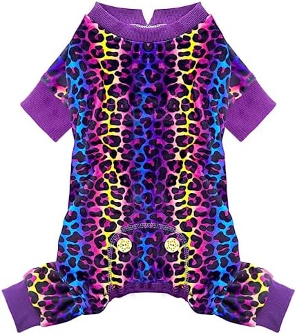 KYEESE Velvet Dog Pajamas for Small Dogs Soft Onesie Shirt, Leopard