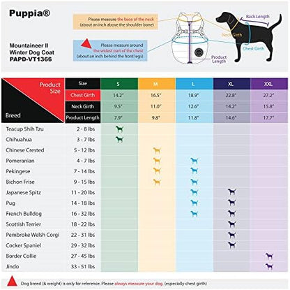 Puppia Mountaineer Winter Dog Coat with integrated harness No Pull Cold Weather Waterproof Warm Fleece Back Zipper for Small & Medium Dog, CAMO, Small