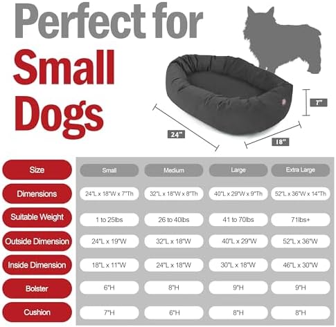 Majestic Pet 24 Inch Suede Calming Dog Bed Washable – Cozy Soft Round Dog Bed with Spine Support for Dogs to Rest Their Head - Fluffy Donut Dog Bed 24x19x7 (Inch) - Round Pet Bed Small – Gray (2025)