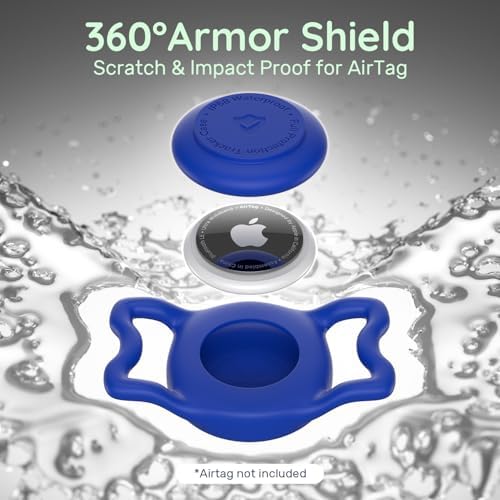 IP68 Waterproof Dog AirTag Holder for Dog Collar, Soft, Stretchy Silicone
