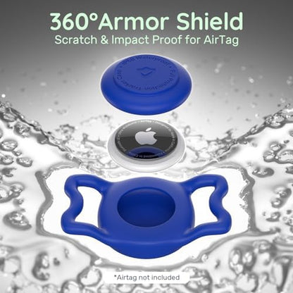 IP68 Waterproof Dog AirTag Holder for Dog Collar, Soft, Stretchy Silicone