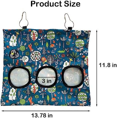 Rabbit Hay Feeder Bag, Guinea Pig Hay Feeder for Cage Small Animal Hanging Feeding Bags Rabbit Hay Dispenser Storage for Rabbits Guinea Pigs Bunnies Chinchillas (Red,Dark Blue, 3 Hole)