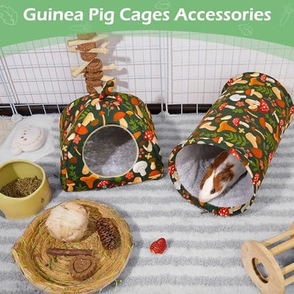 Bienbee Guinea Pig Hideout, 2 Piece Washable Set for Small Animals Large