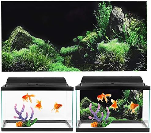 Aquarium Poster, Seafloor Water Grass Decor Background Decoration 3D PVC Self Adhesive Fish Wallpaper Sticker for Aquarium Fish Decoration(24.0 x 11.8in)