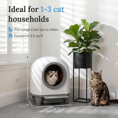 Greesum Fully Enclosed Self-Cleaning Cat Litter Box with App Control