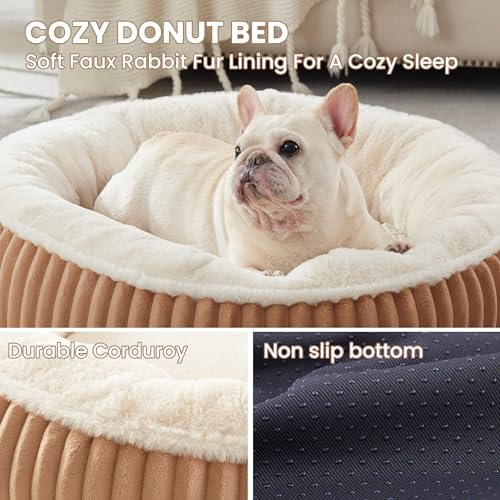 30 inches Calming Donut Dog Bed for Medium Dogs,Mocha