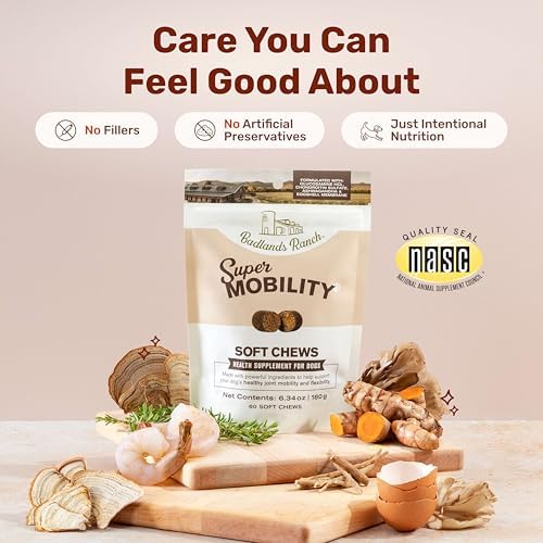 Badlands Ranch Super Mobility Soft Chews for Dogs, Glucosamine, 60 Chews