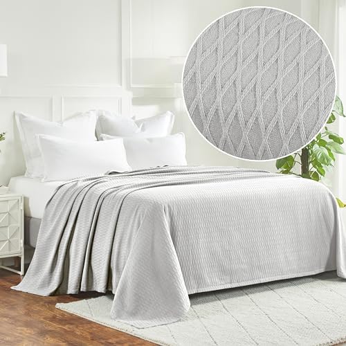 Superior Cotton Blanket, Lightweight, Breathable Bedding, King, Platinum