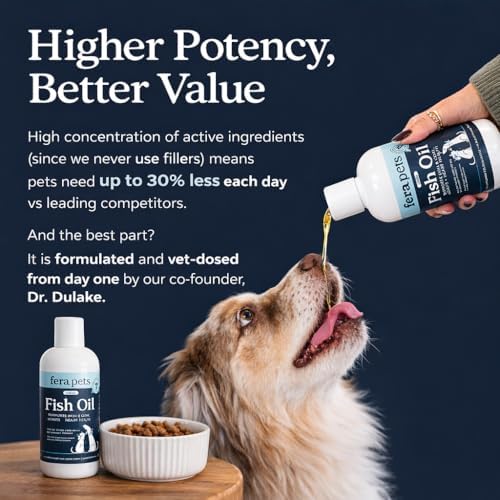 Fera Pets Liquid Fish Oil - Non GMO Omega 3 for Dogs & Cats, 8 oz