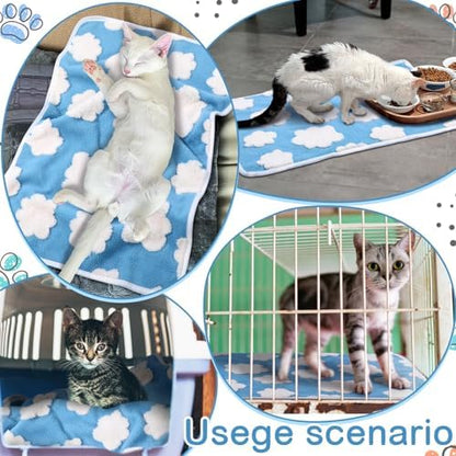 Reginary 4 Pcs Guinea Pig Fleece Cage Liners, White Clouds, 12 x 12 Inch
