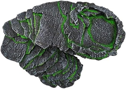 Reptile Hideouts,Resin Reptile Cave Habitat for Leopard Geckos, Lizards, Turtles, Snakes and Amphibians. (Rock Ladder Platform, Large)