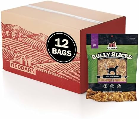 Redbarn Pet Products Bully Slices Beef Hide Dog Treats, Peanut Butter Flavor - Slow Roasted Grain-Free Rawhide Chew No Artificial Preservatives - 9 oz. 12 Bags