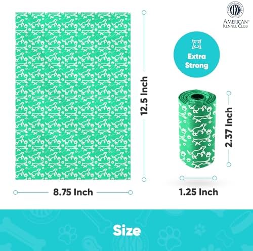 American Kennel Club Dog Poop Bags - Leak Resistant Pet Waste Bags - 16 Refill Rolls - Lavender Scent - 240 Count (Puppy Print)