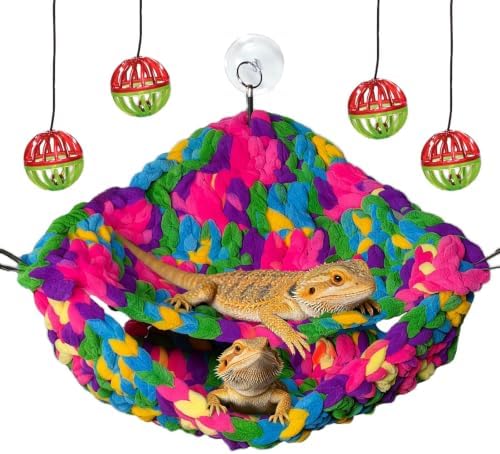 Bearded Dragon Hammock,Double-Layer Fabric Reptile Swing Hammock,Red