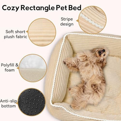 Zerbuger 25in Coffee Rectangle Cat Dog Bed Machine Washable Sleeping Sofa
