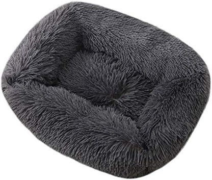 La La Pet® Donut Dog Cat Bed Cozy Cave Pet Bed Burrow Dog Bed Calming Cuddler Self-Warming Pet Bed Soft Plush Pet Cushion Improved Sleep for Cats Small Medium Dogs Dark Gray XS