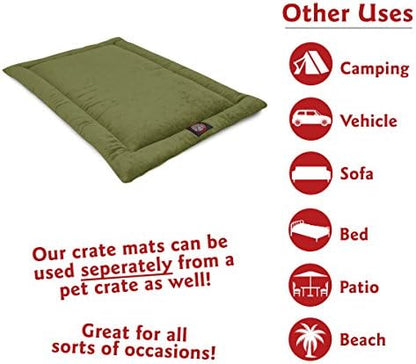 Majestic Pet Dog Crate Mat - Machine Washable Soft Plush Pet Bed Pad for Crates & Kennels | USA Crafted | 42"x26" Villa Fern