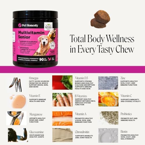 Pet Honesty Vet Recommended Senior Dog Multivitamin, 90 Ct, Duck