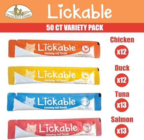 Fieldcrest Farms Lickable Cat Treats, 50 Count Variety Pack
