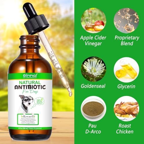 Natural Dog Antibiotics Supplement – Herbal Antibiotics Drops for Immune, Allergy & Skin Support – Itchy Skin, Ear & Hot Spot Relief – for All Breeds