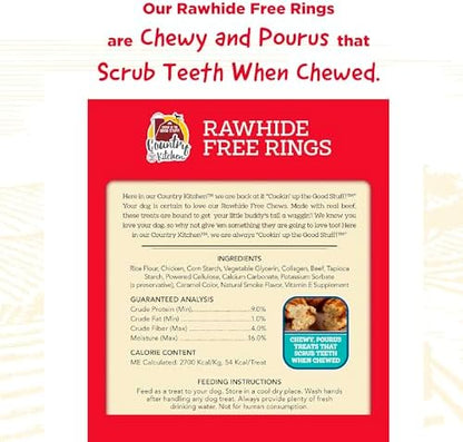 Country Kitchen Rawhide Free Beef Rings Dog Chews,Made with Real Beef,Highly Digestible,Gluten Free,7 Count (Pack of 2)