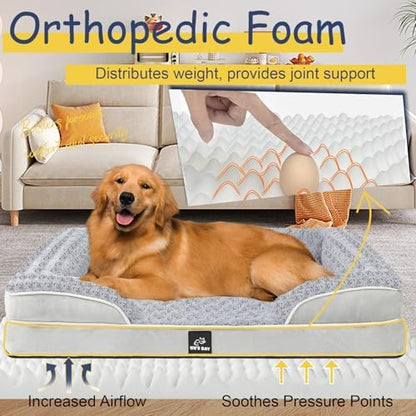 Orthopedic Dog Bed Medium Size Dog, Washable Dog Sofa Bed, Pet Bed(Grey, M)