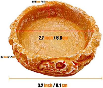 Small Reptile Water Dish Food Bowls, 2 Pack Reptile Feeding Dish for Hermit Crab Bearded Dragon Lizard Leopard Gecko Tortoise Frog