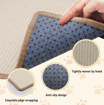 Large Rabbit Scratching Pad,23.6 x15.7 Inch Natural Sisal Scratch Mat for Bunny Biting Sleeping Nesting Pad Indoor Small Animal Claws and Teeth Care Bedding Accessories
