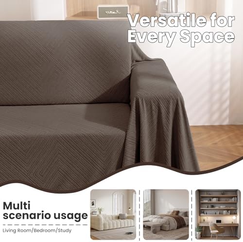 L Shaped Sectional Couch Cover 2 Piece, Large, Coffee