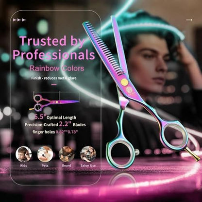 Purple Dragon 5.5 inch Hair Cutting Scissors Set with Razor