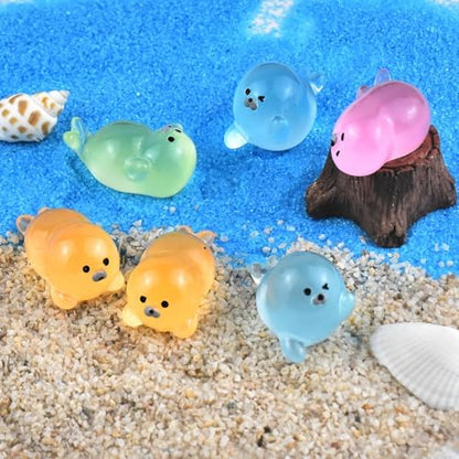 Cute Tiny Seal Figurines Silicone Mold Micro Dollhouse Ocean Animal Epoxy Casting Mold for DIY Resin Art Fairy Garden Miniatures Landscape Crafts Decor(4 Designs)