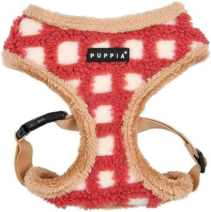 Puppia Stefan Dog Harness Over-The-Head Warm Winter Tumbling Waffle Pattern Adjustable Chest for Small and Medium Dog, Coral, Medium