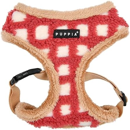 Puppia Stefan Dog Harness Over-The-Head Warm Winter Tumbling Waffle Pattern Adjustable Chest for Small and Medium Dog, Coral, Medium